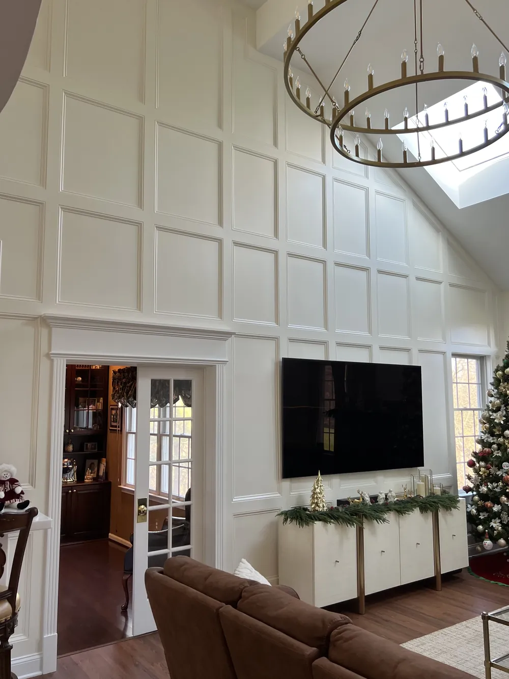 Grid-Paneled Great Room Wall, finish carpentry by SEGAL XVI